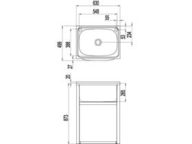 Clark 8051 Trough & Cabinet Single 45L 1 Taphole Right Hand Stainless Steel