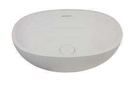 Kado Lussi Cast Solid Surface Above Counter Basin with Plug & Waste 500mm White