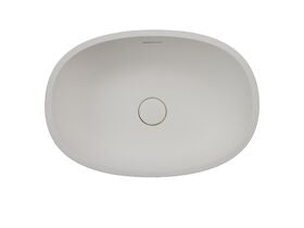Kado Lussi Cast Solid Surface Above Counter Basin with Plug & Waste 500mm White