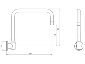 Phoenix Gen X Wall Sink Outlet- Square Outlet 290mm Chrome (3 Star)
